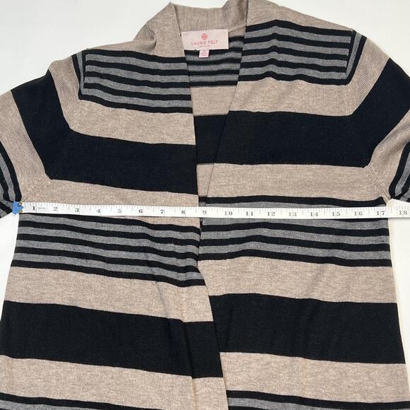 Laurie Felt Cardigan Sweater Womens Medium Striped Cashmere Blend Pockets Long - Picture 7 of 9